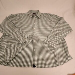 Men's UNTUCKit LS 2XL Button Up Shirt Gingham Plaid Green White Preppy Dapper